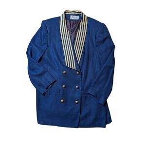 J.P. FALL Vintage 80's Nautical Women's blazer, 18; Brass buttons, Blue & Gold